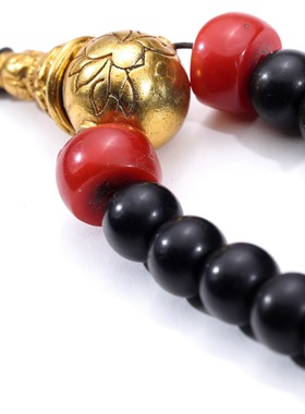 20世纪喜马拉雅原生态椰壳红色琉璃念珠