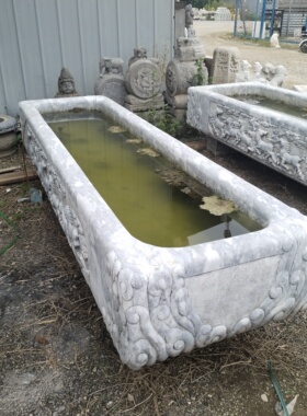 仿古石雕鱼缸花盆青石仿古石刻门海大缸庭院养鱼石头缸户外摆件