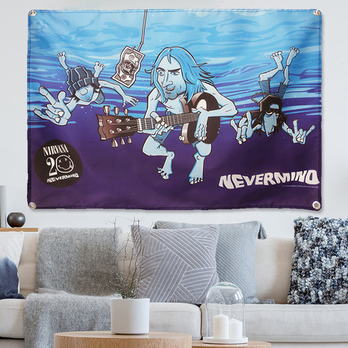 涅槃乐队NIRVANA NEVER MIND酒吧工作室摇滚装饰挂旗背景墙饰挂布 - 图0