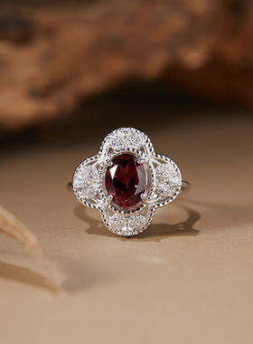 法国chrry koops925银托帕石戒指石榴石黄水晶围钻开口戒