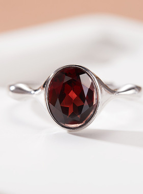 法国chrry koop石榴石彩宝戒指女s925银老师傅精致镶嵌澳宝青金