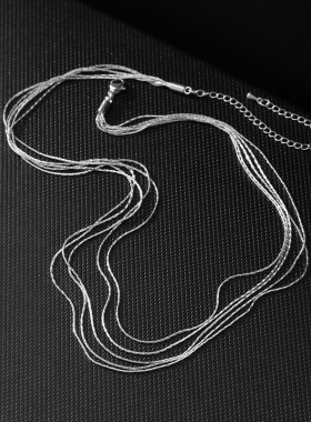 法国Chrry Koop韩国小姐姐气质银色多层项链波光细五层闪链颈链