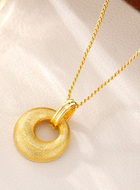 法国Chrry Koop中古拉丝金坨坨吊坠项链女新款轻奢高级感精致