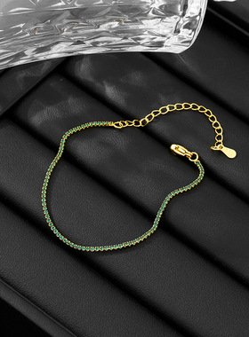 法国chrry koop爆闪极细红白绿色锆石仙女手链ins小众设计轻奢