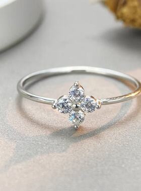 法国chrry koops925银镶锆石戒指女潮人气质学生花朵指环