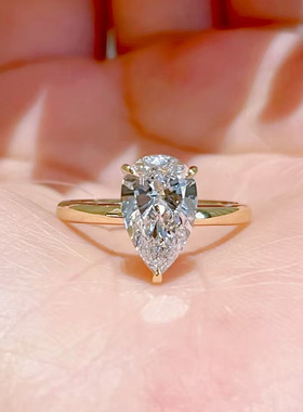 法国chrry koop珠宝s925银水滴戒指新款欧美7*11冰花切梨形戒指女