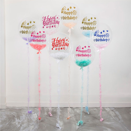 18寸波波球贴纸耐久球美波贴 生日快乐派对气球装饰贴 - 图0