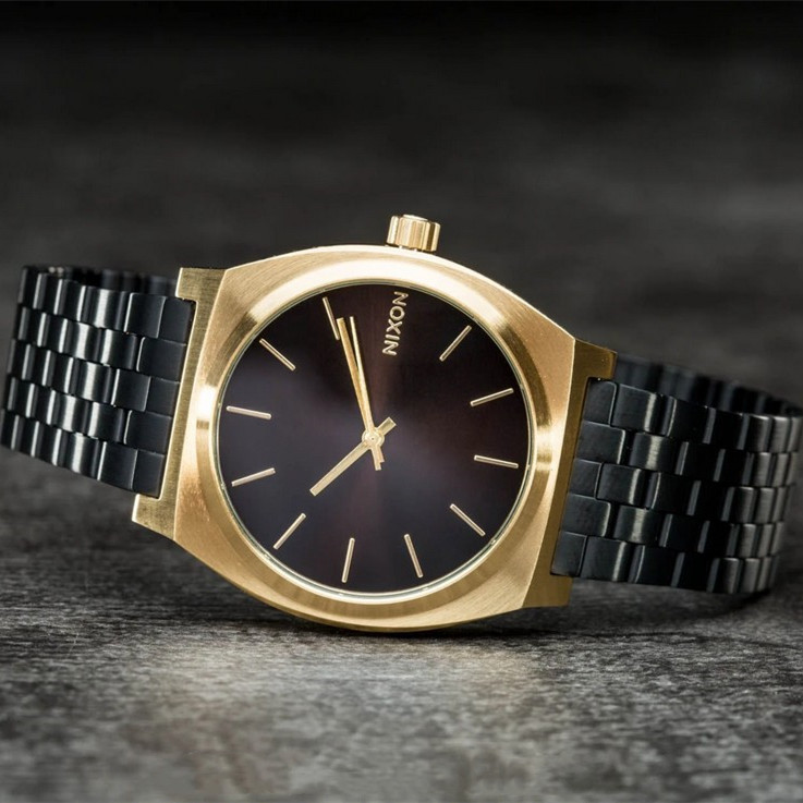 正品代购Nixon尼克松男女手表时尚方形简约黑金钢带中性石英腕表 - 图0