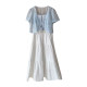 Summer fairy ເປັນຮູ cardigan suspender skirt ຊຸດສອງສິ້ນ