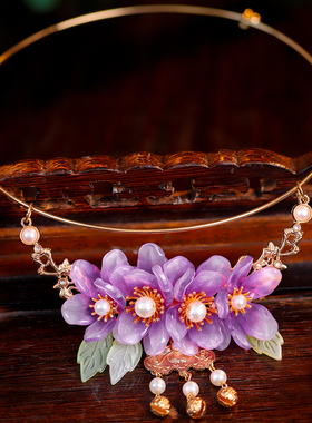 古风花朵琉璃手工项圈