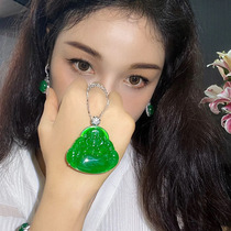 Emerald Ice Seed Yang Green Miele Buddha Pendant Natural Myanmar Emerald Inlaid Drilling Kgold Necklace Purple Ice Jade Pendant