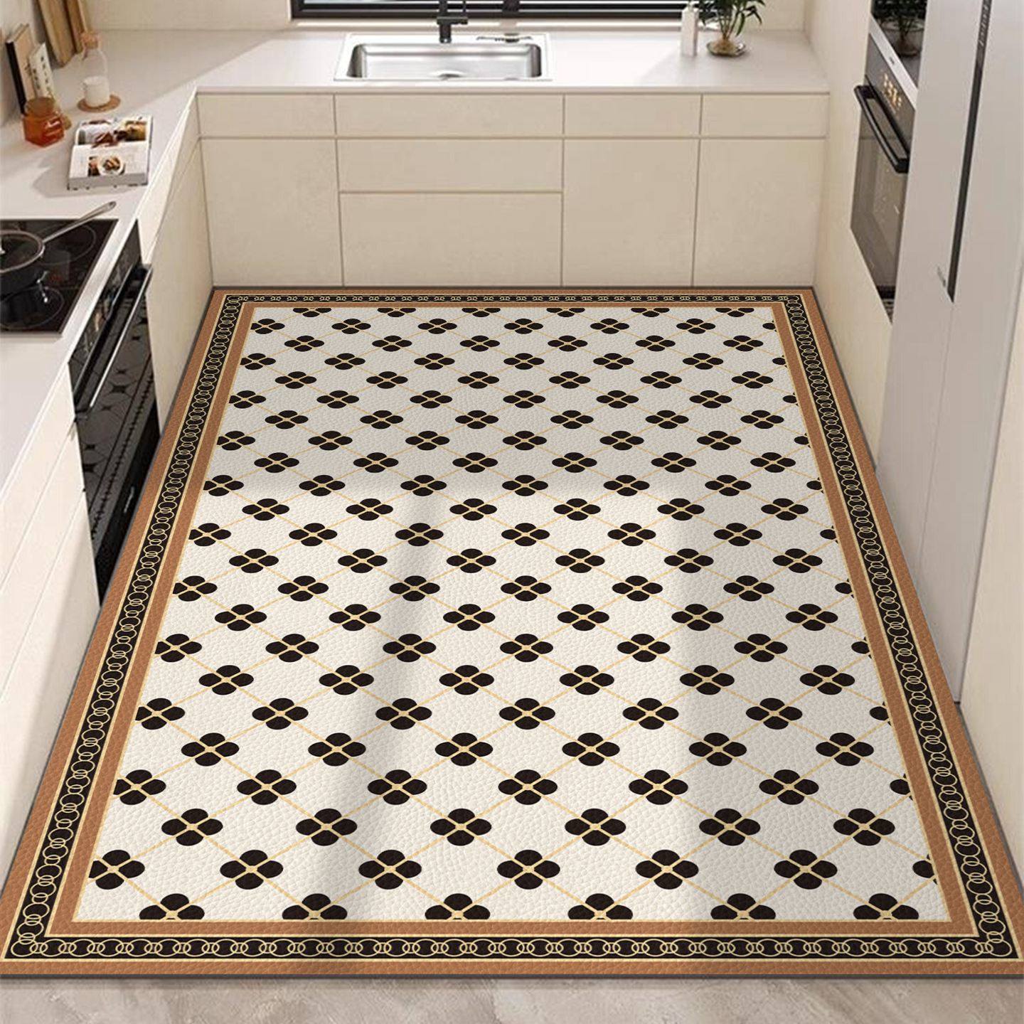 厨房满铺地垫一擦净防滑防水家用脚垫入户防脏PVC皮革地毯可裁剪,淘宝优惠券,粉丝福利购,淘宝优惠卷