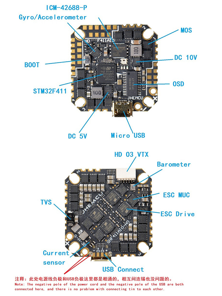 JHEMCU津航GHF411AIO HD 40A牙签穿越机 F4 2-6S OSD无刷飞控怪象-图1