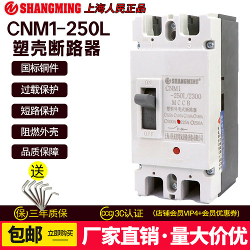 上海人民2P塑壳断路器RCM1-250A 200A空气开关160A大功率单相220V-图0