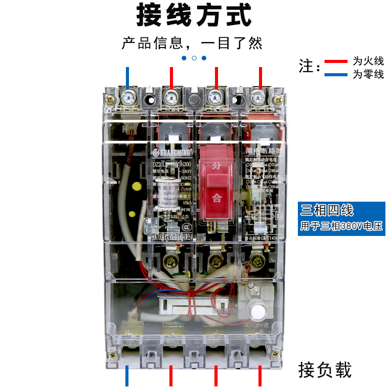 人民漏电断路器DZ20L-160A 250A 400A 630A/4300三相四线透明开关 - 图2