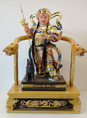 二郎神杨戬香樟木中式摆件