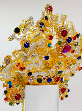 手工正铜双色关公帽神明帽子武财神神像家用关圣帝君头饰头盔帽子