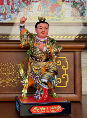 太子神像香樟木雕家用供奉摆件