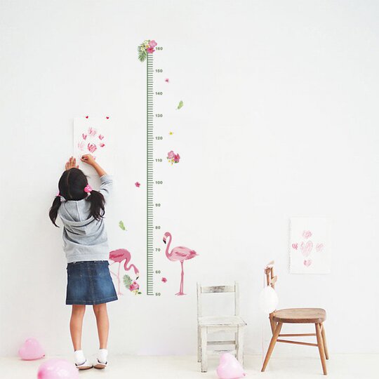 Personalized height stickers flamingo art home decoration children's room kindergarten measuring ruler baby wall stickers