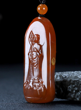 挂件地藏王大师作品凉山南红玛瑙