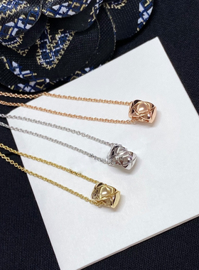 时髦925银镀金24新款红钻项链女