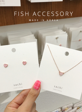 少女心精致小巧风红色耳钉项链