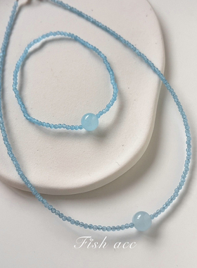 简约清新蓝色系粉色系项链