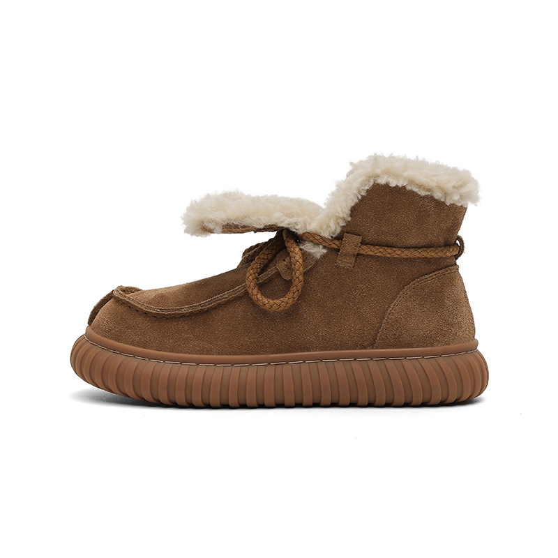 玛速主义2025新款厚底加绒雪地靴女冬圆头系带大棉鞋保暖休闲短靴,淘宝优惠券,粉丝福利购,淘宝优惠卷