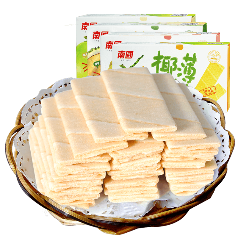 南国旗舰店椰香干脆海南特产早薄饼 南国食品薄脆饼干