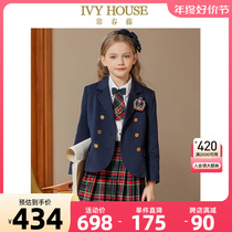 IVY HOUSE Ivy childrens clothing Girls jacket 2023 Spring new Western-style clothes Classic Academy Wind suits