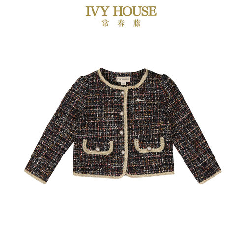 IVY HOUSE常春藤儿童装女童秋季款 小香风外套短裤亲子装洋气长袖 - 图3