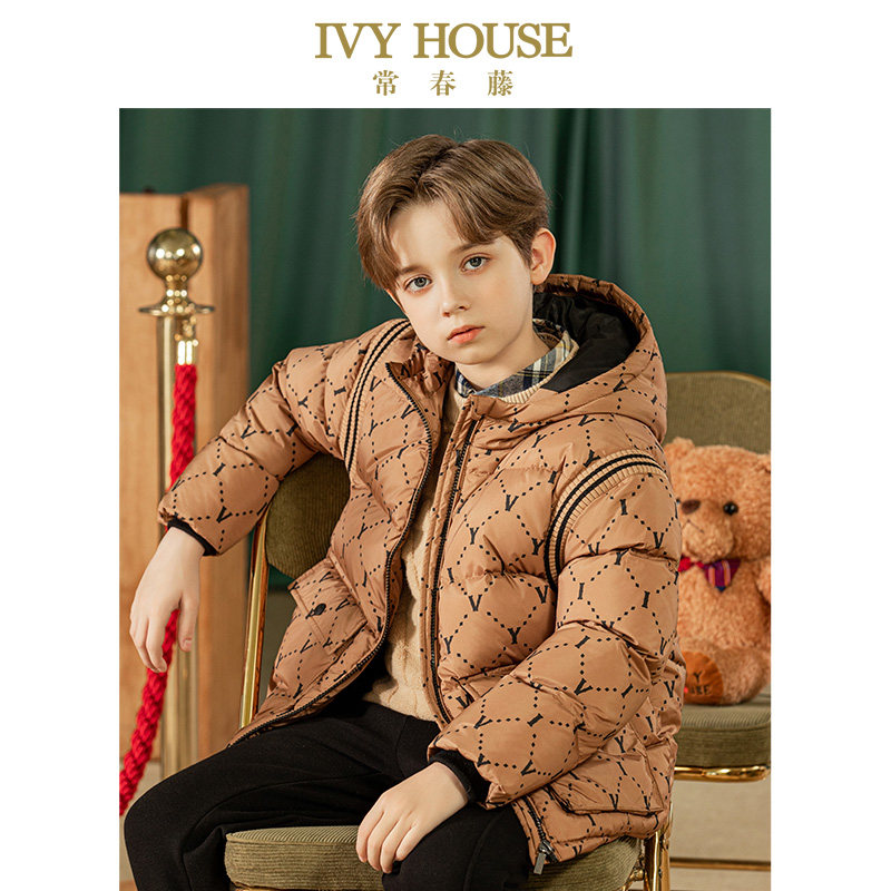 IVY HOUSE常春藤儿童装男女大童冬季新款 老花羽绒服外套保暖百搭,淘宝优惠券,粉丝福利购,淘宝优惠卷
