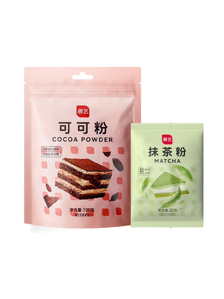 展艺可可粉100g+味客吉抹茶粉100g 蛋糕饼干慕斯雪花酥雪花酥原料 - 图3