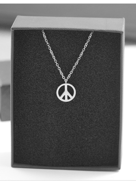 批 发水洗不掉色和平符号项链女锁骨链女颈链女吊坠女生简约配饰