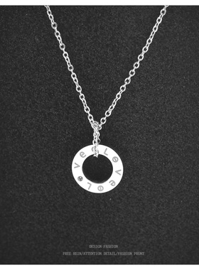 批 发水洗不掉色LOVE-圆环项链女锁骨链女颈链女吊坠女生简约配饰