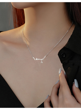 银色钛钢字母项链女夏季高级设计感小众转运星座配饰气质锁骨链女