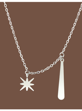 批发星茫长条钛钢项链女轻奢小众锁骨链吊坠高级感毛衣链配饰颈链