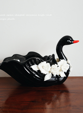 出口北欧黑天鹅造型陶瓷收纳红酒