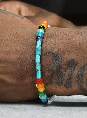 GRGR彩色玛瑙贝壳绿松石手串