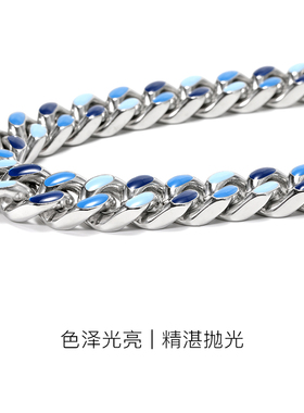 GRGR蓝色拼接古巴链项链