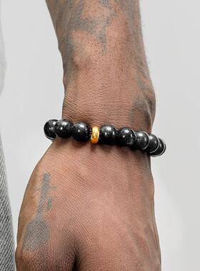 GRGR嘻哈复古黑石手串