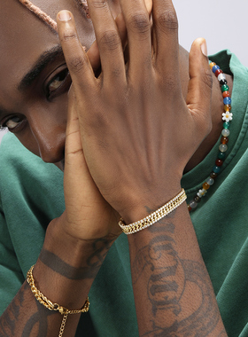 GRGR钛钢14K金色网球手链