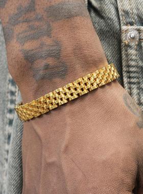 GRGR金色钛钢表带链手链