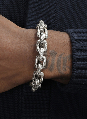 GRGR银色钛钢陨石坑手链