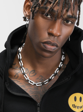 GRGR原创情侣黑白陶瓷方古巴项链