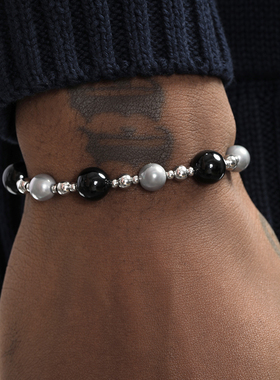 GRGR玛瑙拼接灰珍珠手工串珠手链