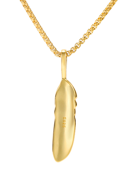 GRGR纯银电镀金色天使之羽项链