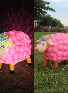 玻璃钢发光卡通绵羊雕塑仿真庭院