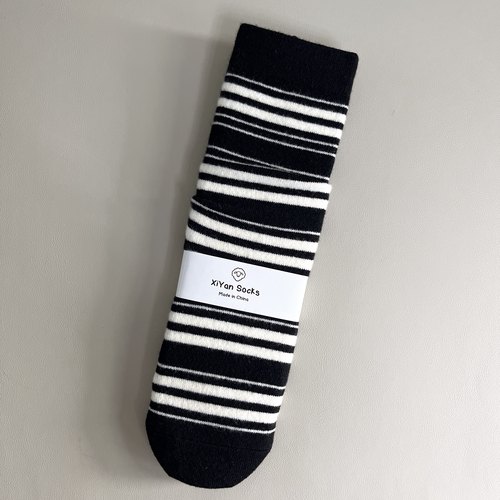 XiYan禧颜秋冬新款百搭细条加厚羊绒堆堆袜韩版学院风简约高筒女 - 图1