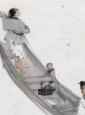 傅抱石山水画人物画国画字画挂画秋风红雨图客厅办公室装饰画卷轴